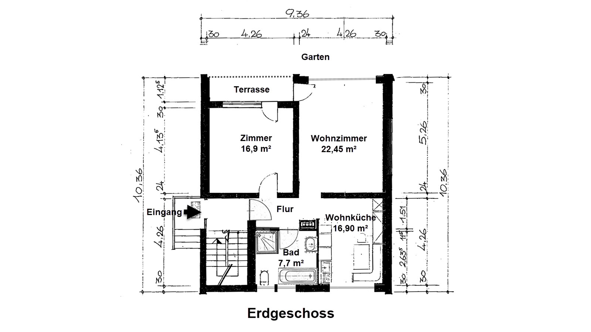 VERKAUFT - Wenden: 1-2 Familienhaus in schöner, zentraler, ruhiger Wohnlage, Grundriss - Erdgeschoss